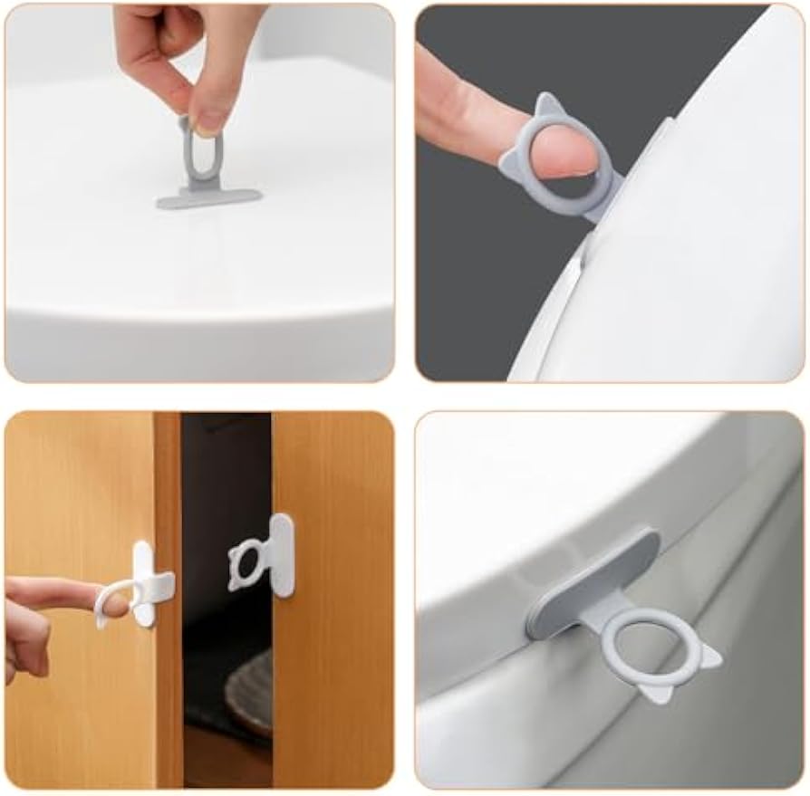 Luxshiny 4Pcs Toilet Lid Handle Adhesive Toilet Seat Lifter for Bathroom Hands-Free Lid Opening Touch Free Bathroom Accessory Easy Install Seat Lift Handle