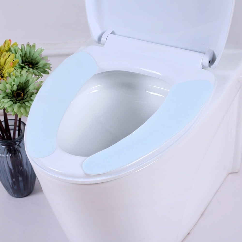 HomeSoGood 8 Set Bathroom Warmer Toilet Seat Cover Pads Washable and Reusable Cushion Toilet Seat Cushion Pad for Winter Bathroom Toilet(8 Pairs)