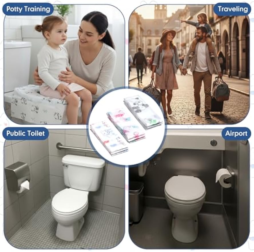Dunzoom 100 Pack Disposable Toilet Seat Covers Waterproof for Campers & Adults, Individually Wrapped for Public Restroom, Travel, Airplane, Trip, Camping & Hiking