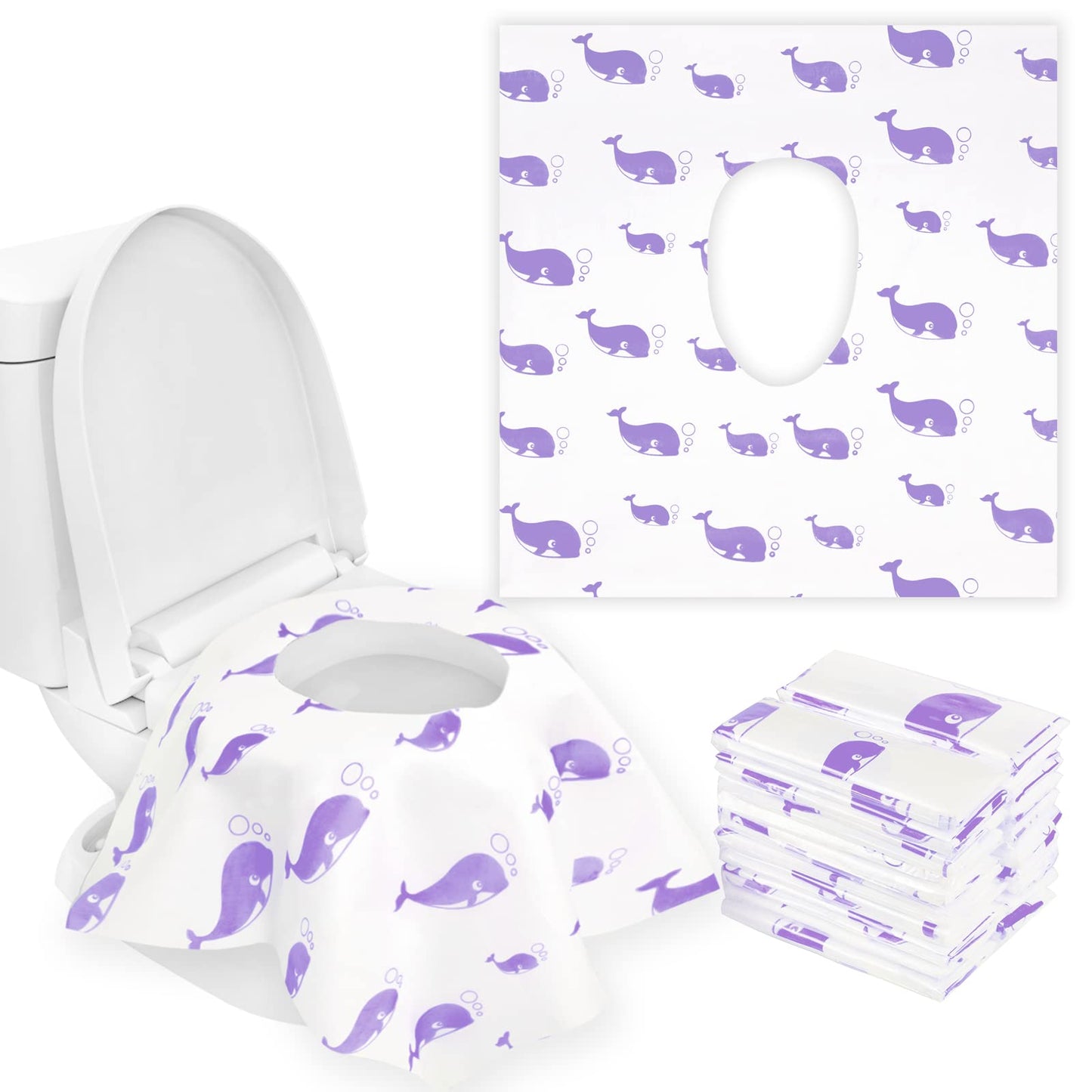 20 Pack Toilet Seat Covers Disposable, Extra Large Potty Training Liners | Individually Wrapped, w/ Non-Slip Adhesives, Non-Flushable, for Kids, Toddlers, Adults, Home, Restrooms, Travel - Blue