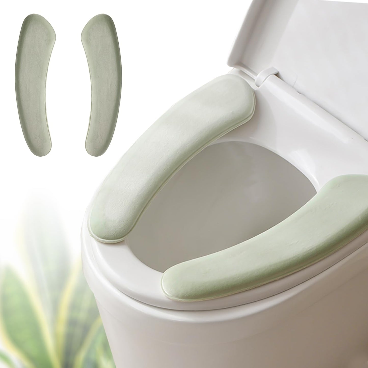 Thick and Elastic Toilet Seat Cover – Washable & Reusable with Double-Sided Hook and Loop Fastener for Easy Attachment – Cushioned Mat with Thick Sponge for Extra Comfort (Green)