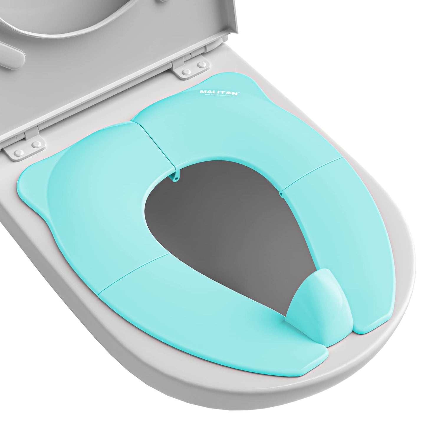 Maliton Foldable Travel Potty Training Seat for Toddlers, Green Frog | Portable Potty Seat for Toddler & Kids, Non-Slip Potty Training Toilet Seat Cover for Boys Girls, Includes Free Travel Bag