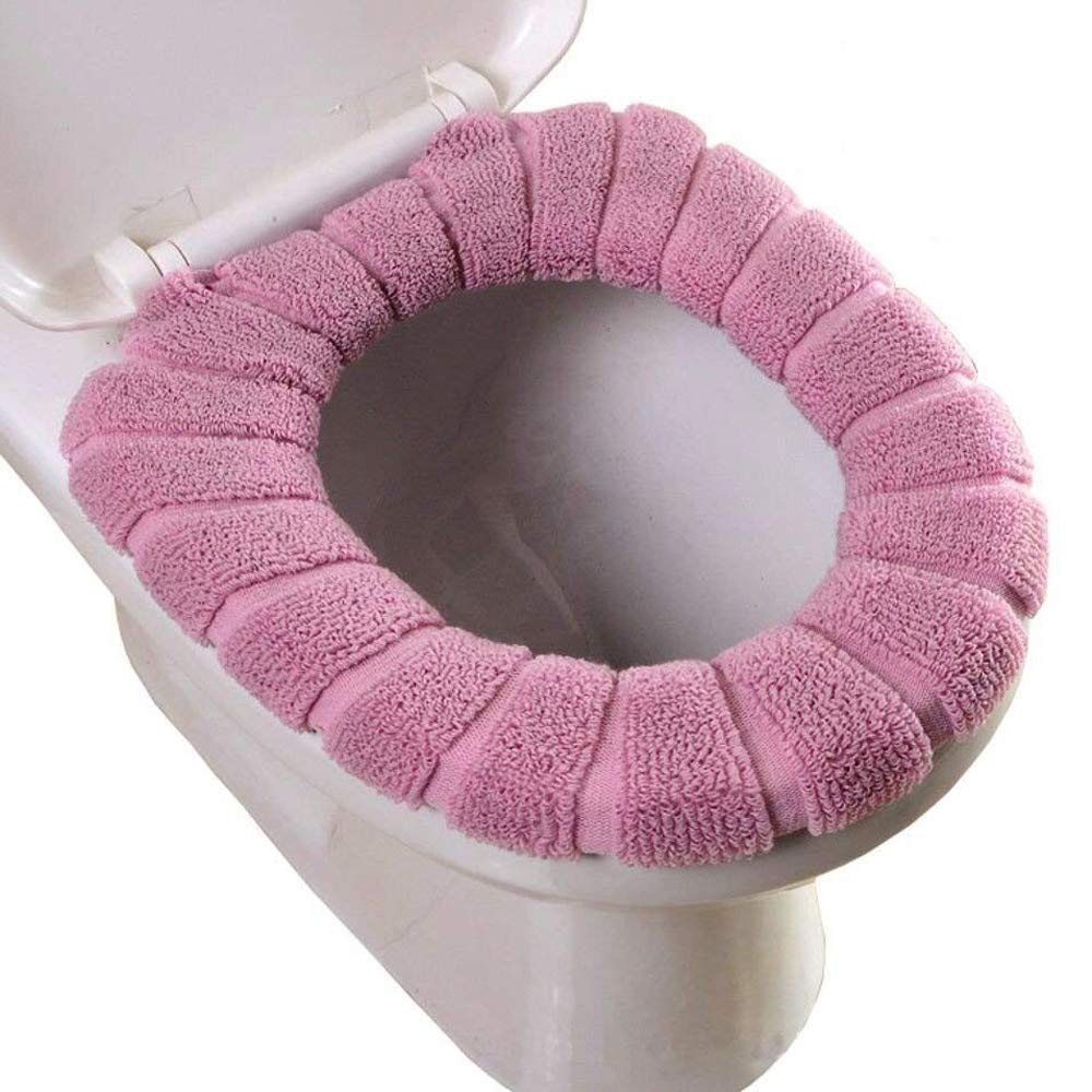 Bathroom Soft Thicker Warmer Stretchable Washable Cloth Toilet Seat Cover Pads 3PCS