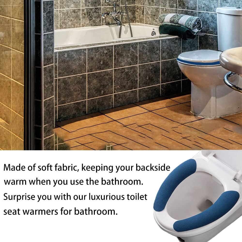 10 Pcs Five Color Bathroom Warmer Toilet Seat Cover Pads, Toilet Seat Cover Stretchable Portable Washable Toilet Seat Cover Pads for Toilet Rings of Different Shapes