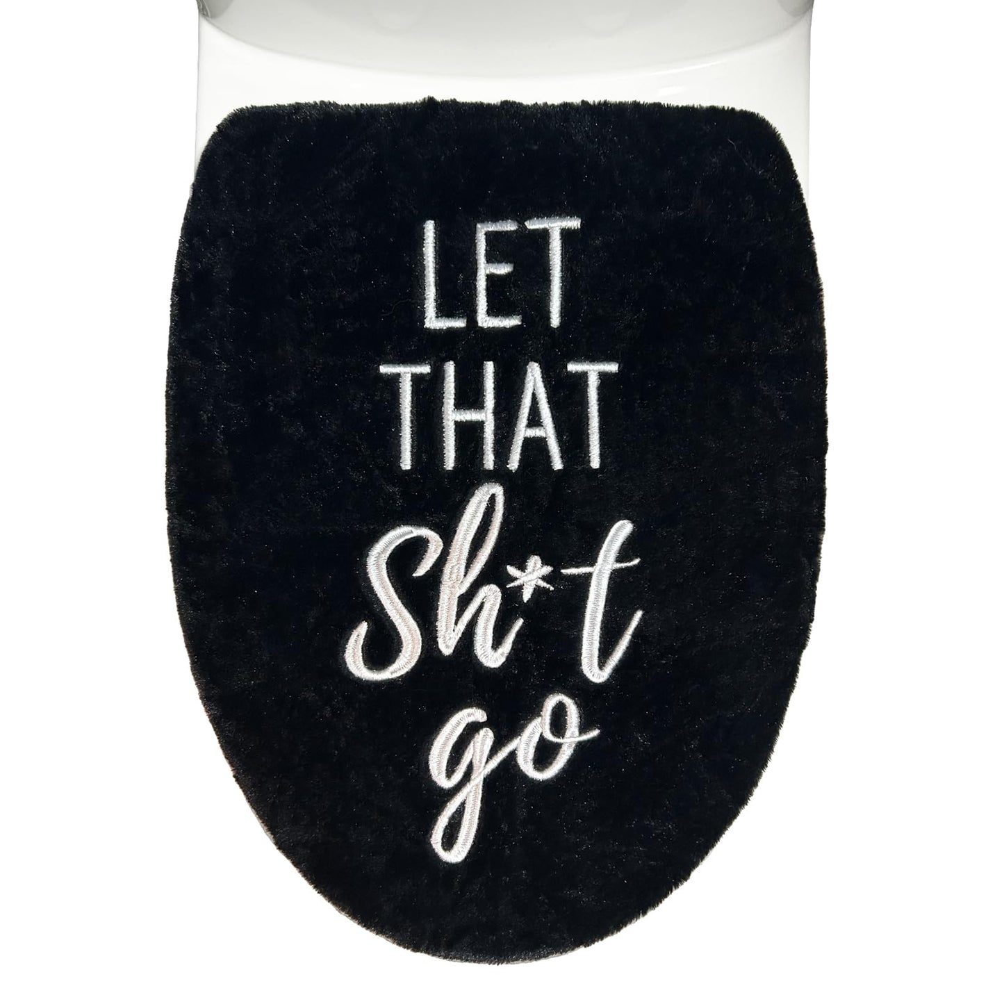 Black Bathroom Decor Toilet Lid Cover Funny Toilet Seat Covers 17.5"x15" Soft Restroom Accessories Machine Washable Fits Most Oblong Round Elongated Toilet Lid Cute Home Room Decorations