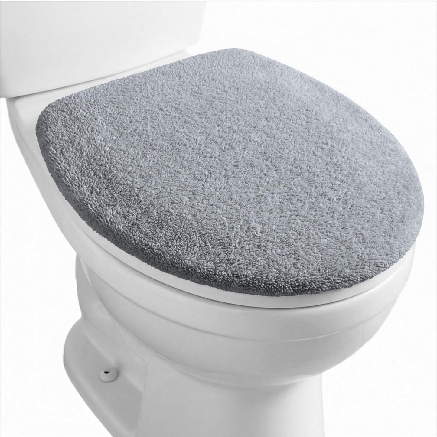Microfiber Toilet Lid Cover, Non-Slip Soft Toilet Cover Adjustable Toilets Seat Covers Absorbent Machine Washable Covers Elastic Fits Most Round Elongated Toilets Bathroom Decor