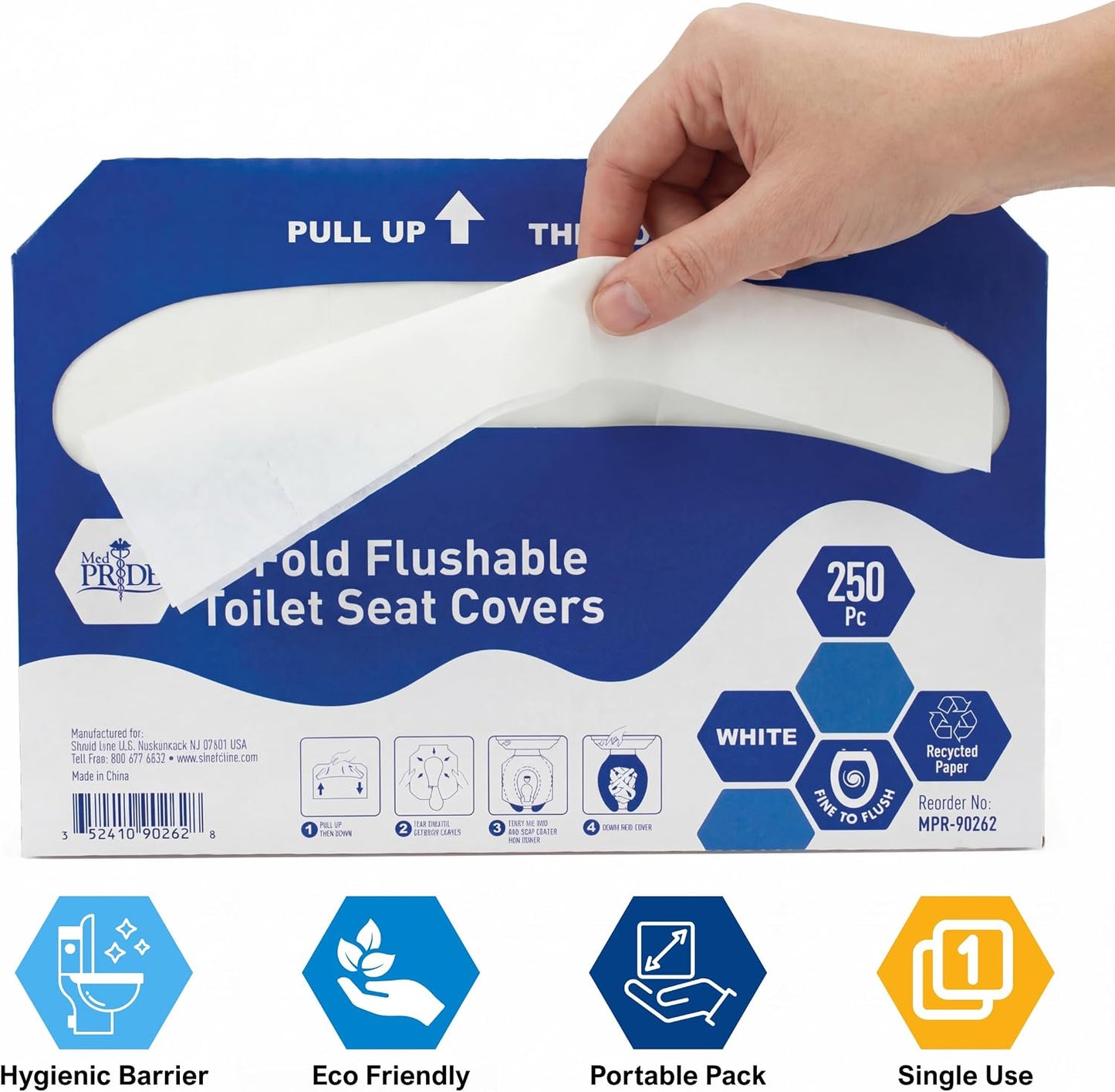 MED PRIDE Disposable Toilet Seat Covers,Flushable,Septic Safe,250 Count