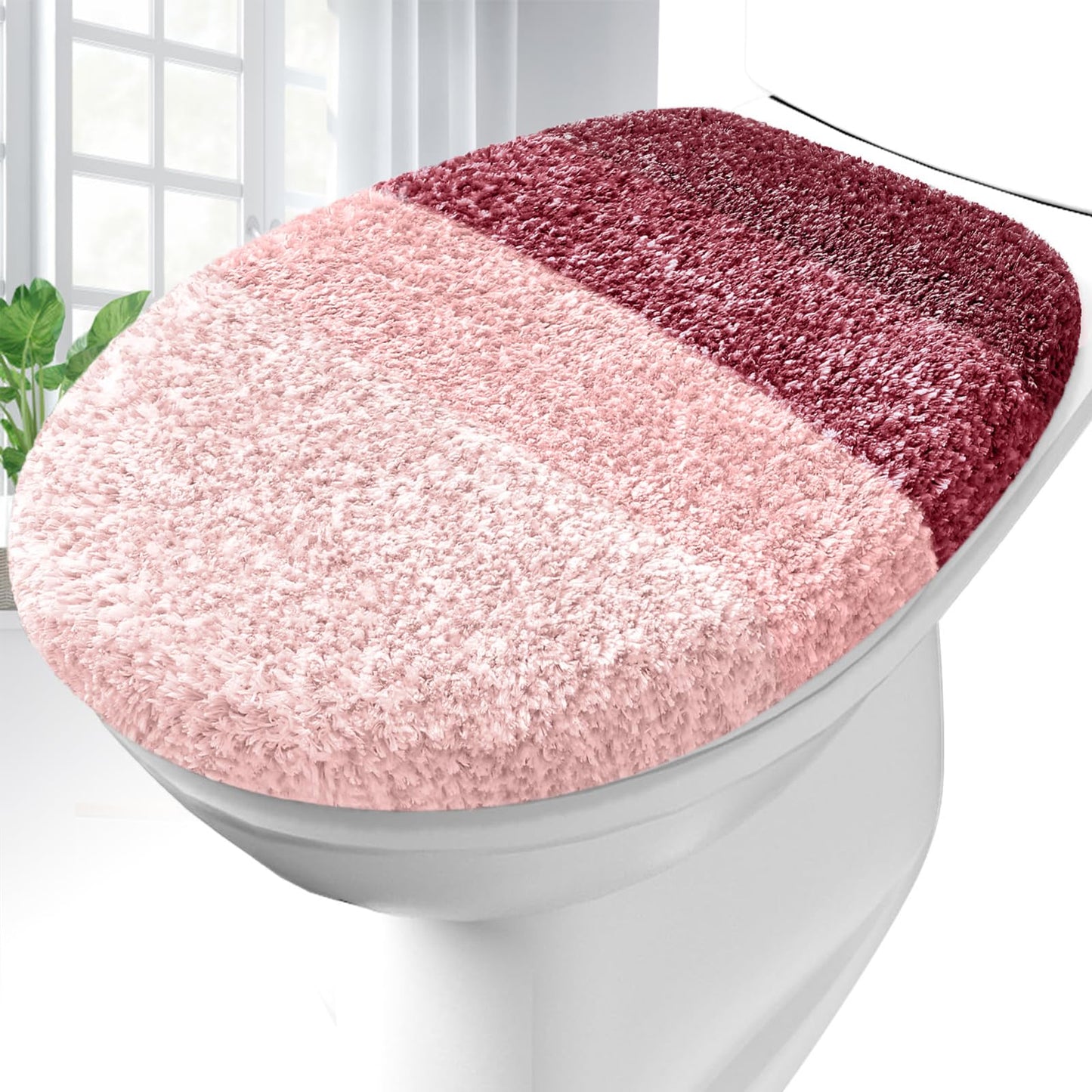 OLANLY Soft Microfiber Bathroom Toilet Lid Cover, 17.5x15, Gray | Machine Washable Seat Covers, Stays in Place Rubber Backing, Fits Most Round, Elongated and Oblong Lids, Accessories Decor
