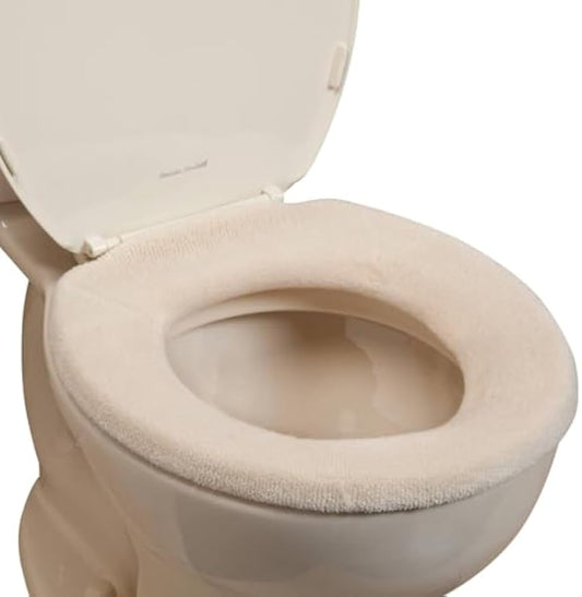 Elastic Cushioned Toilet Seat Cover Universal Fit White | Ivory