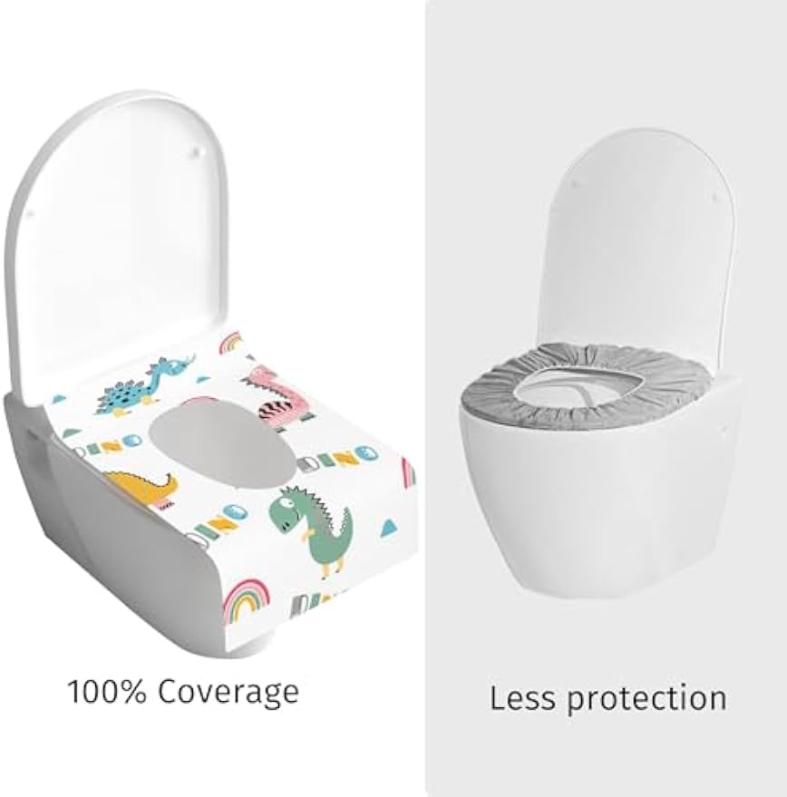 Dinosaur Toilet Seat Covers Disposable 100 Pack,Large Waterproof Potty Covers for Kids,Travel-Friendly Individual Packs,Perfect for Toddlers’ Potty Training in Public Restrooms