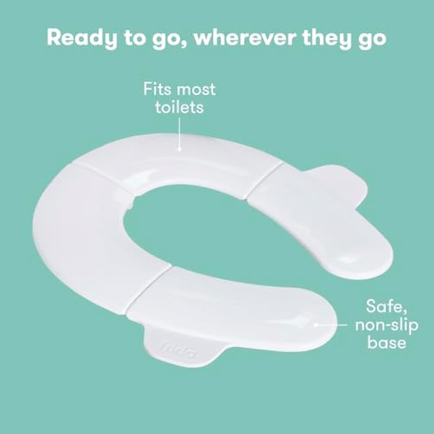 Frida Baby Fold-and-Go Portable Potty Seat for Toilet, Toddlers, Free Bag | Foldable Travel Potty Seat Fits Round & Oval Toilets, Non-Slip Base, Handles, Free Travel Bag