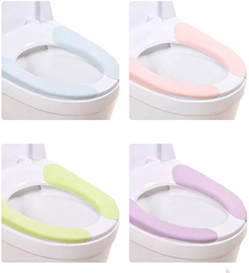 4 Pack Bathroom Warmer Toilet Seat Cover Pads | Washable and Reusable Cushion for Winter