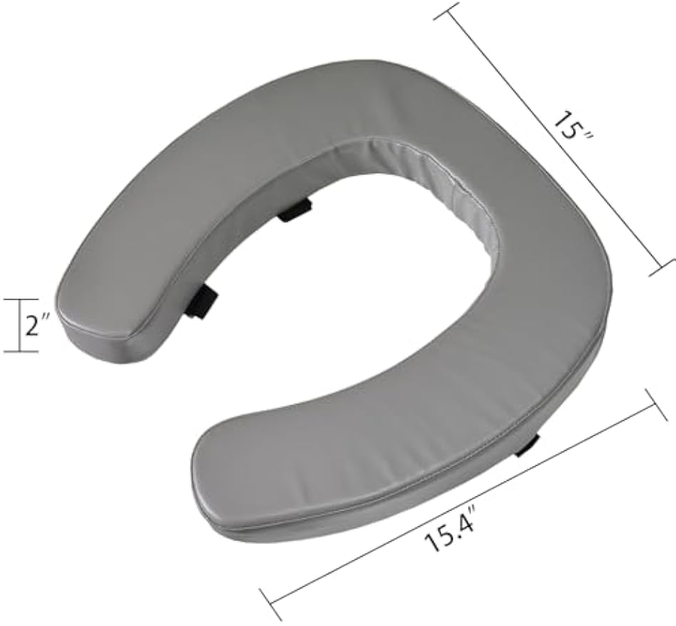 Padded Toilet Seat Cushion with 2-Inch High-Density Foam & Waterproof PU Fabric, U-Shape Padded Toilet Cushion - Secure Hook & Loop Tape, Fits Standard Toilets (Grey)