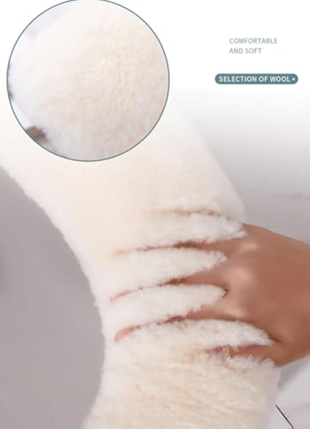U&M Genuine Sheepskin Toilet Seat Cover Bathroom Soft Warm Reusable Real Fur Wool Toilet Seat Pads Easy Installation& Care
