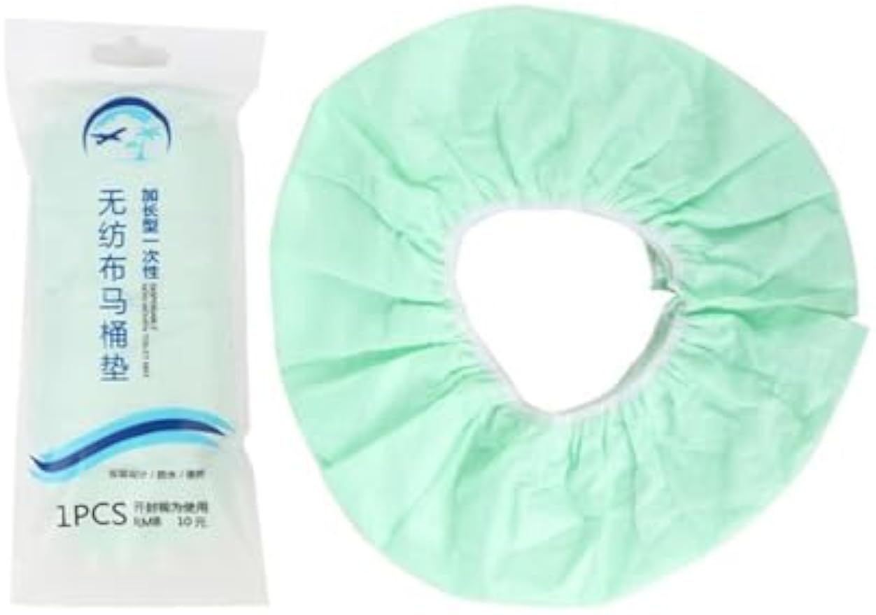 Disposable Non-woven Toilet Seat Mat 2 Layer Water Proof Toilet Cover Portable Travel Hotel Toilet Seat Pad 10 Pieces (Green)