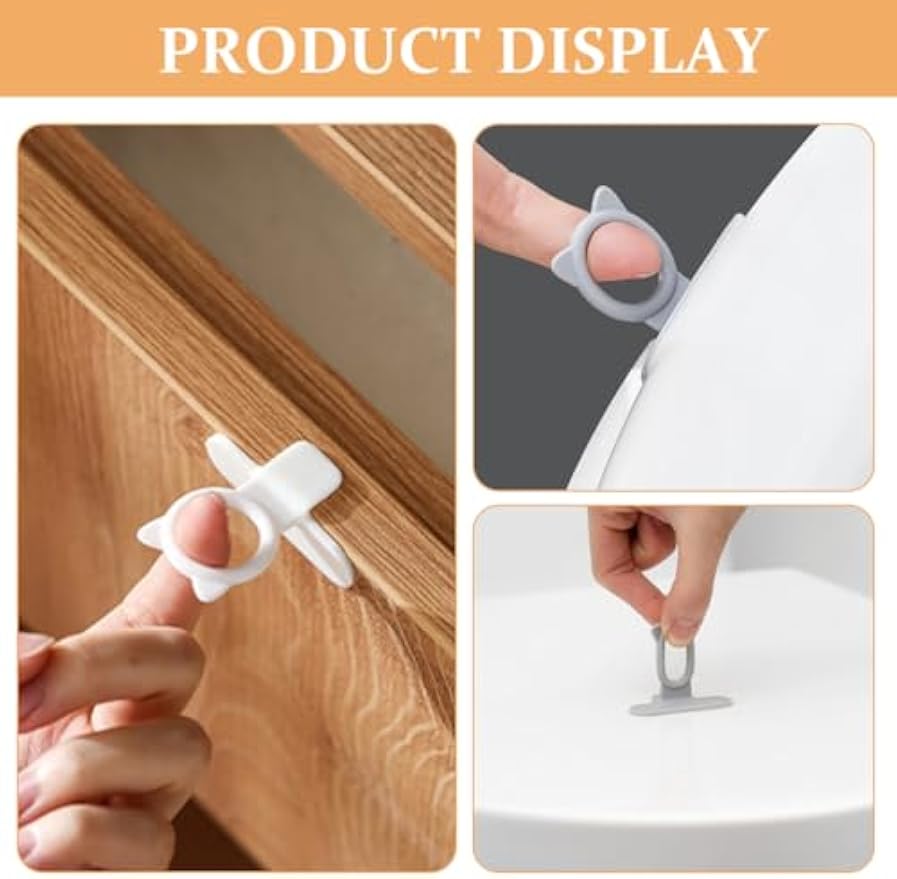 Luxshiny 4Pcs Toilet Lid Handle Adhesive Toilet Seat Lifter for Bathroom Hands-Free Lid Opening Touch Free Bathroom Accessory Easy Install Seat Lift Handle