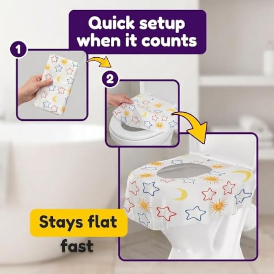 Mighty Clean Baby 44-Pack Disposable Toilet Seat Covers - XL Waterproof Potty Covers for Toddlers, Kids & Adults - Travel, Public Restrooms, Airplane, Potty Training