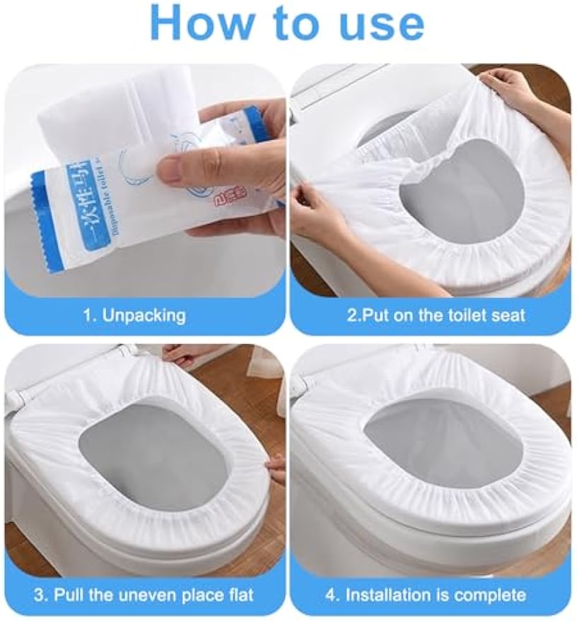 100 Pack Disposable Toilet Seat Covers for Travel Public Toilet Hospital,Portable Waterproof (Individual Package)