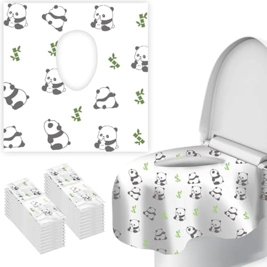 Upgraded Disposable Toilet Seat Covers (20 Pack) - Waterproof, Cute Panda Print, Travel-Friendly Individual Packs, Suitable for Kids & Adults, Perfect for Toddlers’ Potty Training in Public Restrooms