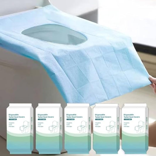 Rgqphantom 50 Pack Toilet Seat Covers Disposable 16x24 Inch XL (50, Blue) | Portable Toilet Liners Travel Seat Cover for Outdoors,Hotel, Hospital, Travel, Public Toilet Seat Cover