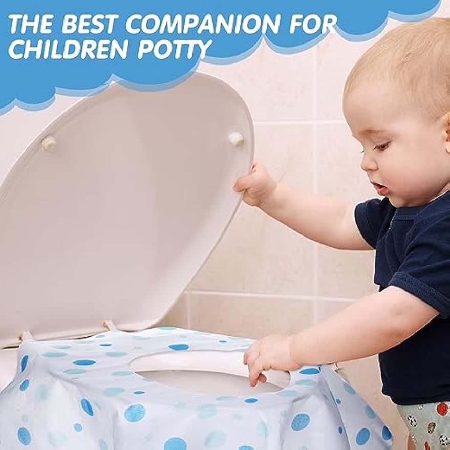 50 Packs Extra Large Disposable Toilet Seat Covers for Kids Adult, Dot | Individually Wrapped, Portable, Non Slip Waterproof, Potty Seat Covers for Toddlers, Potty Training, Travel