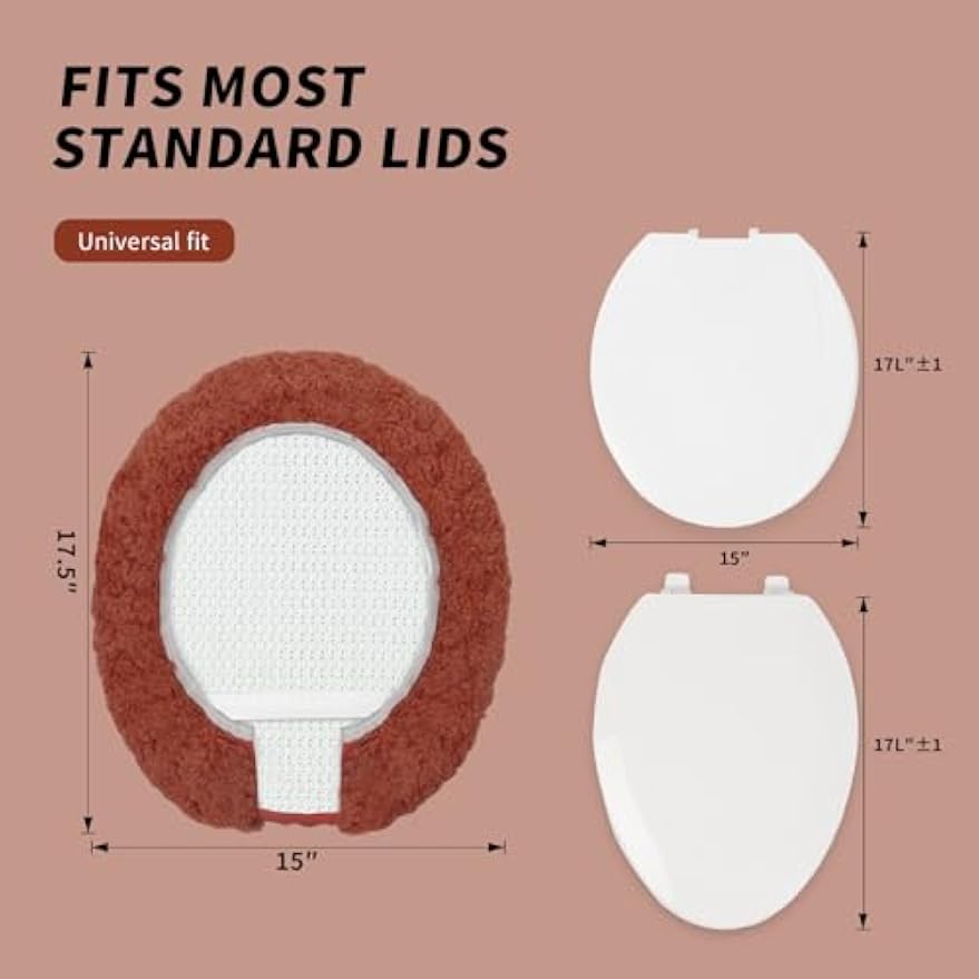 Soft Microfiber Toilet Seat Cover 17.5" x 15" Machine Washable | Solid Toilet Lid Cover Adjustable Rubber Backing Fits Most 16 -17.5" L x 14-16" W Round Oblong and Elongated Toilet Seat