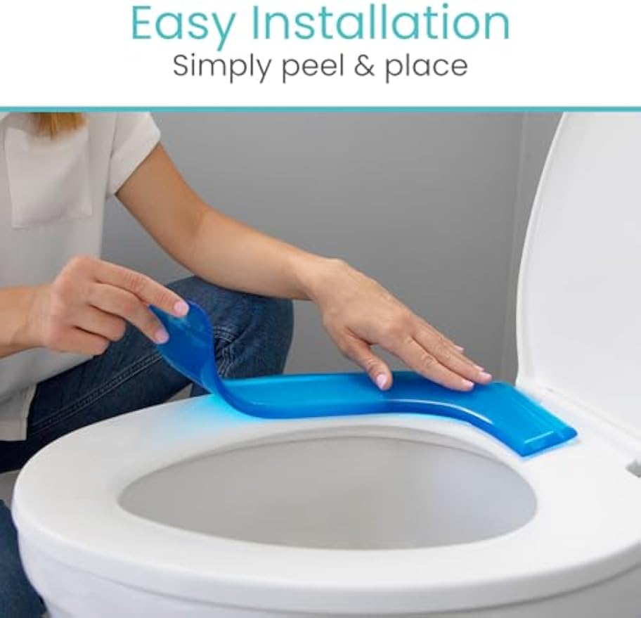 Vive Gel Toilet Seat Cushion Cover - Raised Padded Riser Cushion | Elongated, Standard, and Commode Chairs- Seat Warmer Pressure & Pain Relief Comfort- Adhesive Donut Pad for Elderly, Seniors
