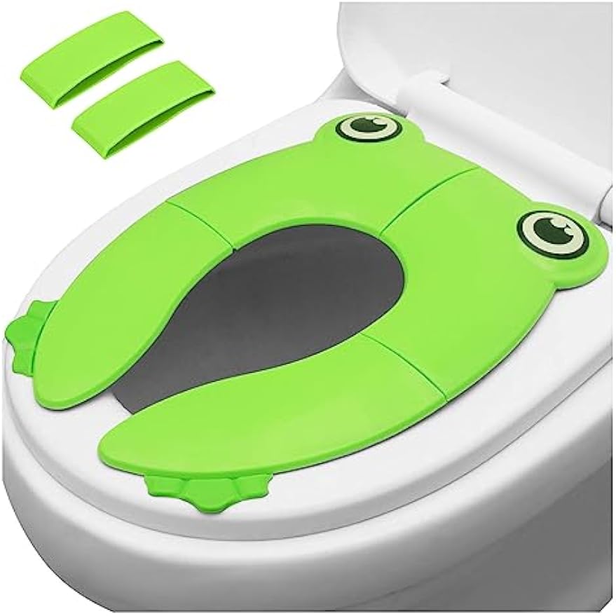 PandaEar Toilet Seat Cover | Folding Travel Toilet Seat for Children and Potty Training | Portable Silicone Toilet Seat for Toddlers, Boys & Girls with Non-Slip Silicone Pads