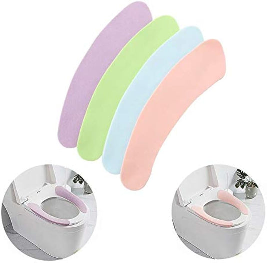 4 Pack Bathroom Warmer Toilet Seat Cover Pads | Washable and Reusable Cushion for Winter