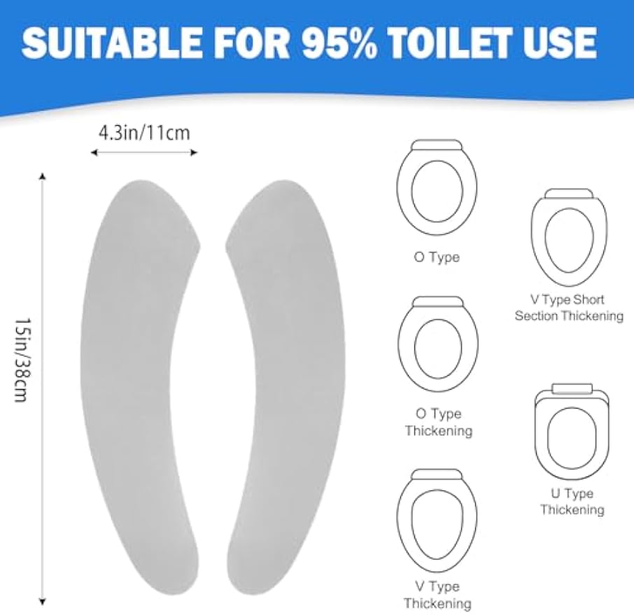 Thin and Warm Toilet Seat Cover Pad – Self-Adhesive, Adjustable and Cut-to-Fit, Comfortable and Easy to Clean, Perfect for Home Bathrooms (Grey)