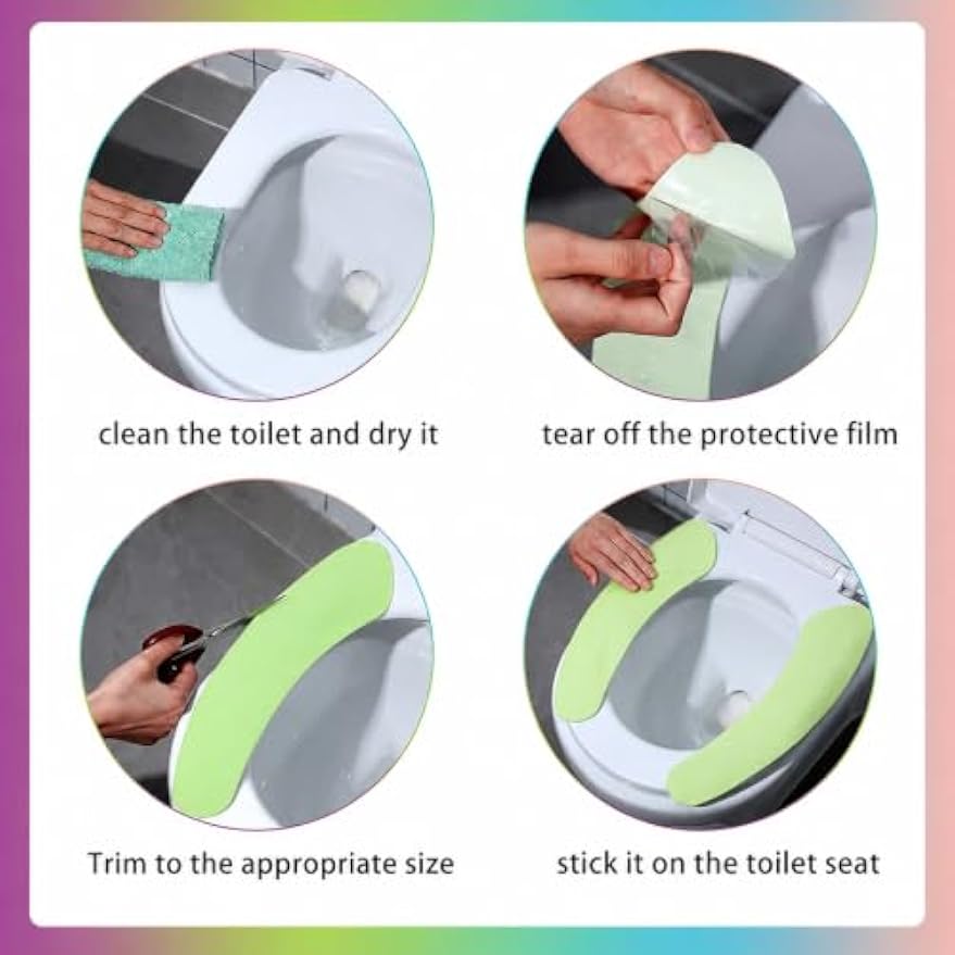 8 Pairs Bathroom Warmer Toilet Seat Cover Pads Washable and Reusable Toilet Seat Cushion Pad Warmer Cover Upgraded Cushion for Winter Bathroom, 4 Colors