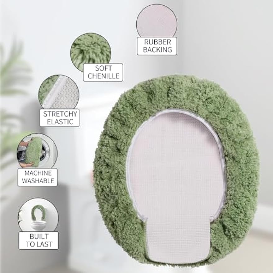 Soft Microfiber Toilet Seat Cover 17.5" x 15" Machine Washable | Solid Toilet Lid Cover Adjustable Rubber Backing Fits Most 16 -17.5" L x 14-16" W Round Oblong and Elongated Toilet Seat