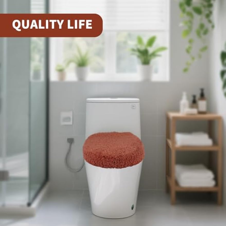 Soft Microfiber Toilet Seat Cover 17.5" x 15" Machine Washable | Solid Toilet Lid Cover Adjustable Rubber Backing Fits Most 16 -17.5" L x 14-16" W Round Oblong and Elongated Toilet Seat