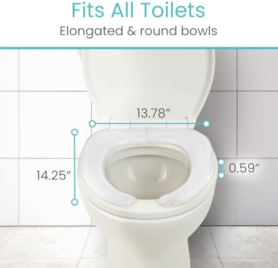 Vive Gel Toilet Seat Cushion Cover - Raised Padded Riser Cushion for Elongated, Standard, and Commode Chairs- Seat Warmer Pressure & Pain Relief Comfort- Adhesive Donut Pad for Elderly, Seniors