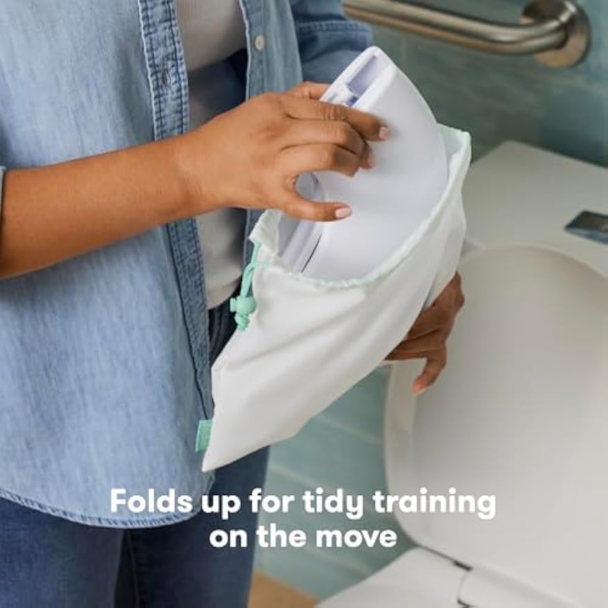 Frida Baby Fold-and-Go Portable Potty Seat for Toilet, Toddlers, Free Bag | Foldable Travel Potty Seat Fits Round & Oval Toilets, Non-Slip Base, Handles, Free Travel Bag