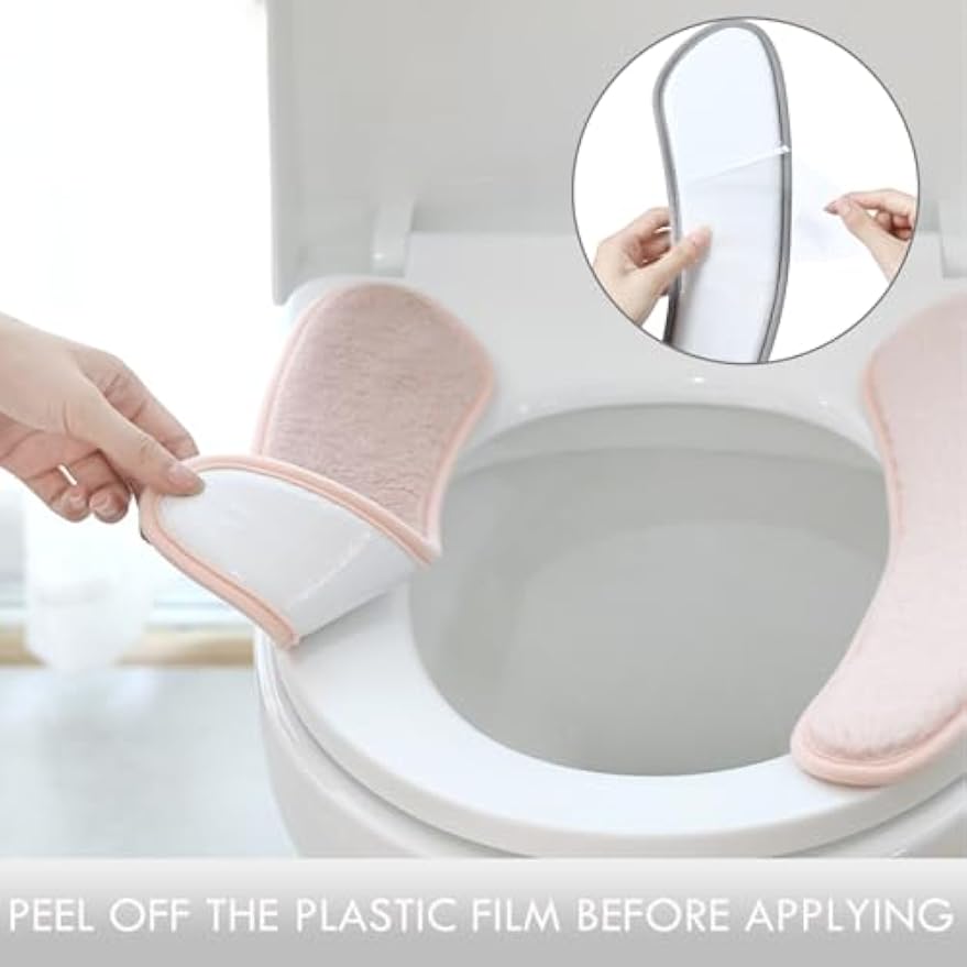 Thick and Warm Toilet Seat Cushion Cover - with Sticky Toilet Seat Cushion - Washable and Reusable Mat for Winter - Double Flap Separation, TPR Back Adhesive, Soft and Protective (Grey)