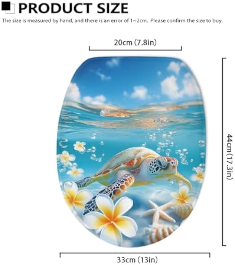 chaqlin Sea Turtle Floral Print Toilet Seat Covers for Bathroom Easy to Clean Toilet Lid Cover Bathroom Decoration Accessories Seat Covers Fits Most Toilets