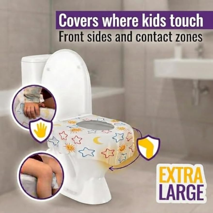 Mighty Clean Baby 44-Pack Disposable Toilet Seat Covers - XL Waterproof Potty Covers for Toddlers, Kids & Adults - Travel, Public Restrooms, Airplane, Potty Training