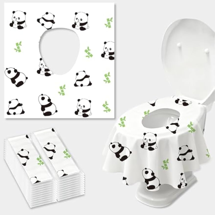 20 Pack Toilet Seat Covers Disposable, Waterproof, Ideal for Kids and Adults, Extra Large, Individually Wrapped, Toddlers Potty Training in Public Restrooms, Airplane, Trip - Panda Designs