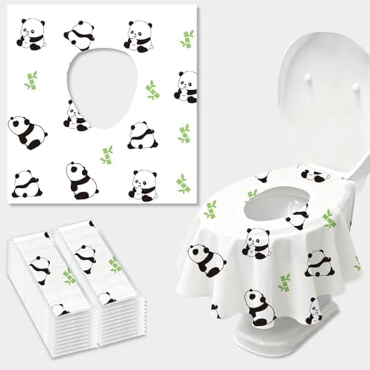 20 Pack Toilet Seat Covers Disposable, Waterproof, Ideal for Kids and Adults, Extra Large, Individually Wrapped, Toddlers Potty Training in Public Restrooms, Airplane, Trip - Panda Designs