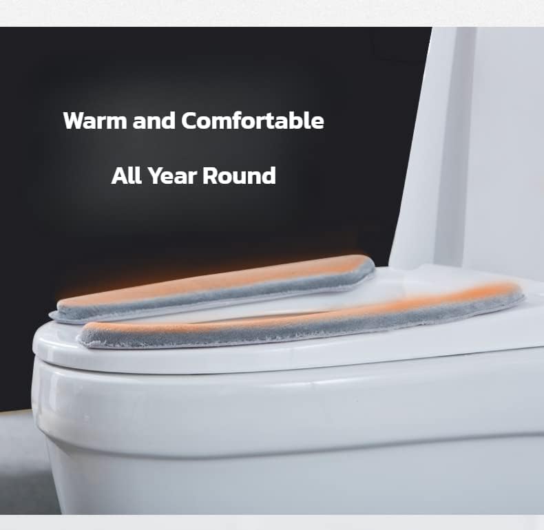 Thick Warm Cushioned Toilet Seat Cover | Stick-On Washable Reusable Toilet Memory Foam Cushion Pad for Elongated Toilets