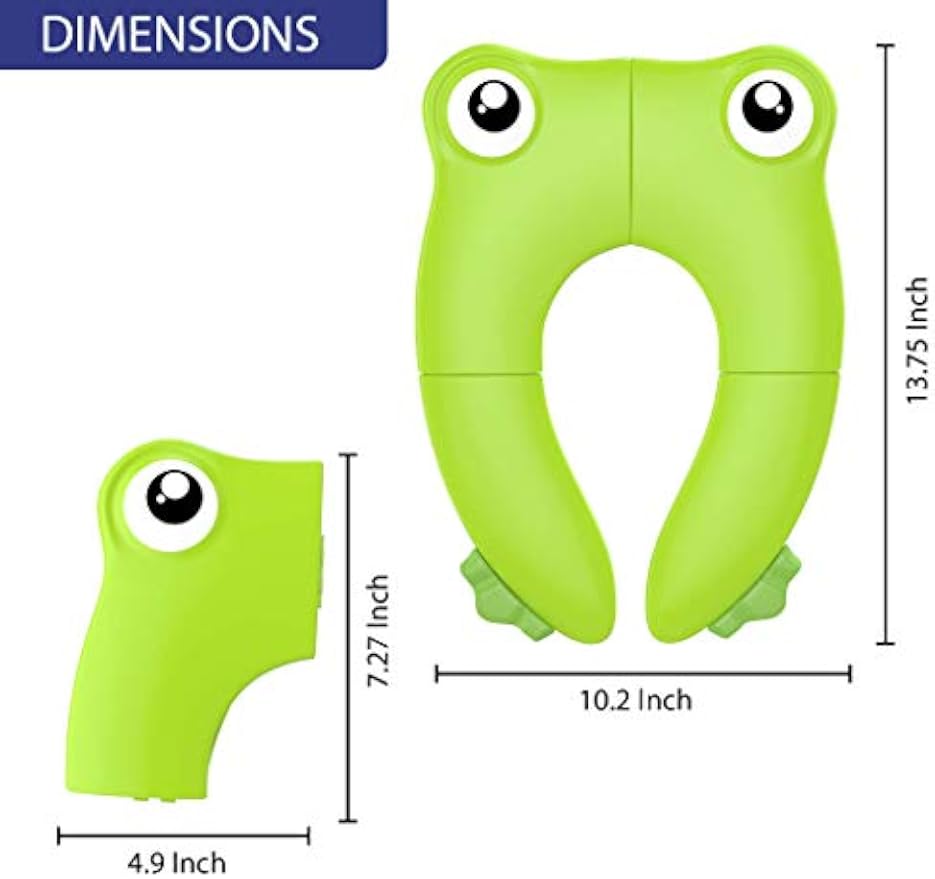 Portable Folding Large Non Slip Silionce Pads Potty Training Seat for Kids Boys & Girls, Foldable Toddlers Toilet Seat, Recyclable Potty Seat Cover for Travel (Green)