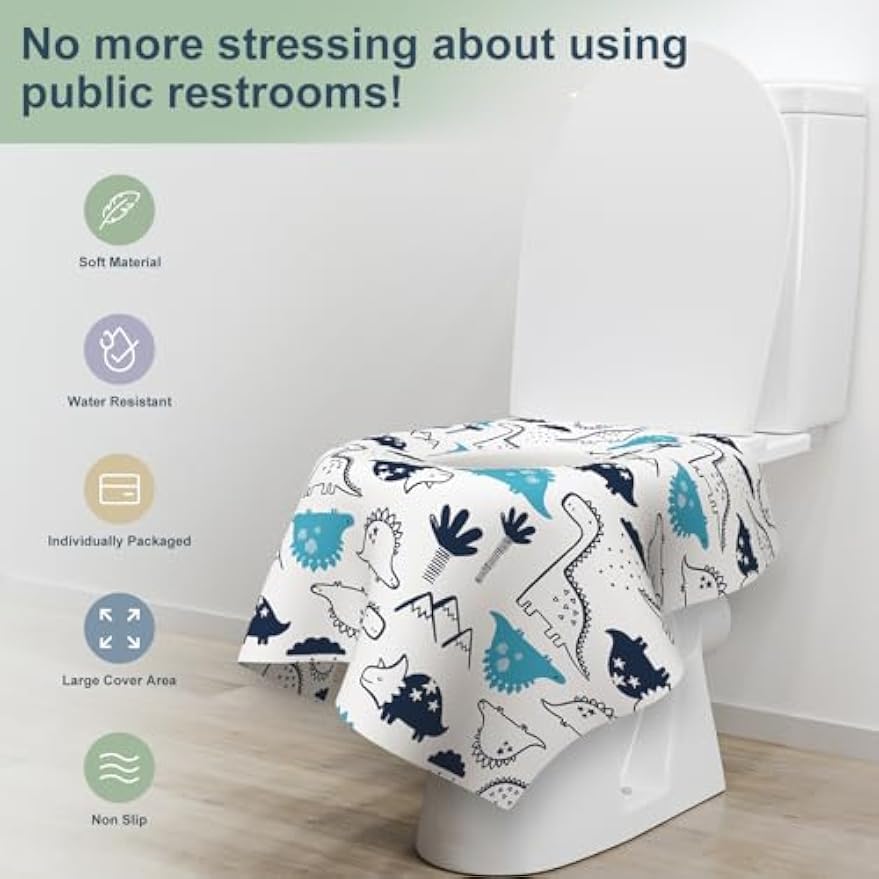 30 Pack Toilet Seat Covers Disposable, Large Waterproof Potty Covers for Toddlers, Kids, and Adults, Individually Wrapped for Travel, Toddler Potty Training for Public Restroom, Airplane, Trip