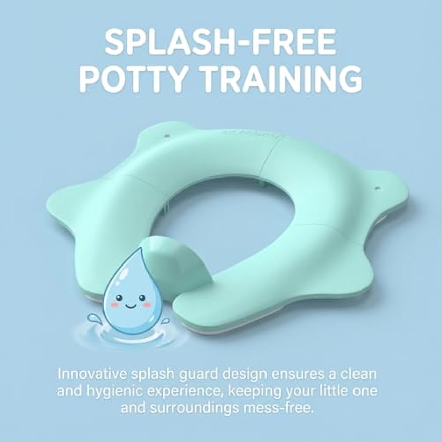 Travel Potty Seat for Toddler, Foldable Portable Potty Seat, BPA-Free Blue | SKYROKU, Fits Round & Oval Toilets, Non-Slip Base, 4 Suction Cups, Splash Guard, Travel Bag Included, Easy-Clean, Lightweight