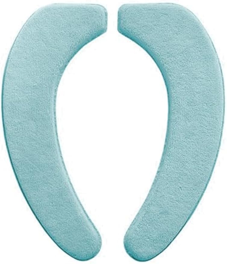 Flannel Toilet Seat Cushion Cover, Portable Self-Adhesive Toilet Seat Cover, Universal Washable and Reusable Toilet Lid Cover (Green)