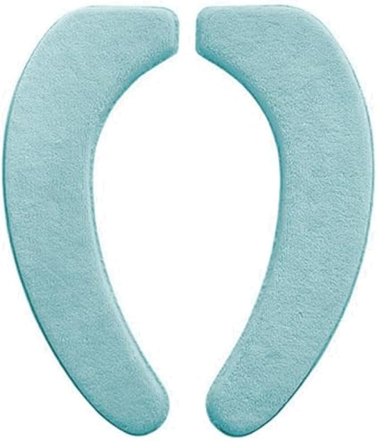 Flannel Toilet Seat Cushion Cover, Portable Self-Adhesive Toilet Seat Cover, Universal Washable and Reusable Toilet Lid Cover (Green)