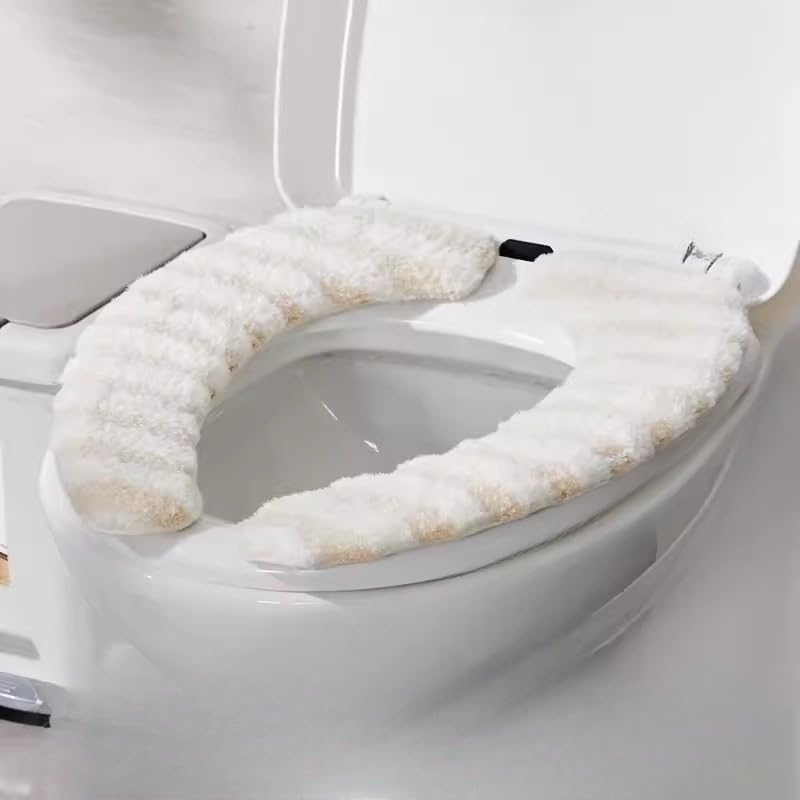 Thick Warm Cushioned Toilet Seat Cover | Stick-On Washable Reusable Toilet Memory Foam Cushion Pad for Elongated Toilets