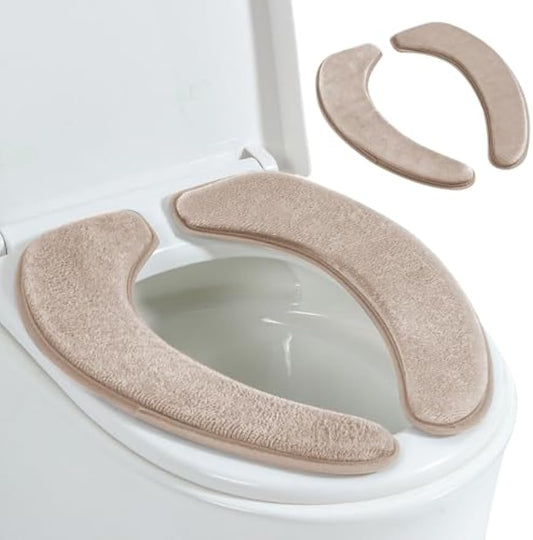 Toilet Seat Cover with Memory Foam, Toilet Seat Cushion for Bathroom | Soft Flannel, Non-Slip, Thicker Warmer Washable, Self-Adhesive Reusable, Fits Most Round, Oval and Elongated Toilet Seat