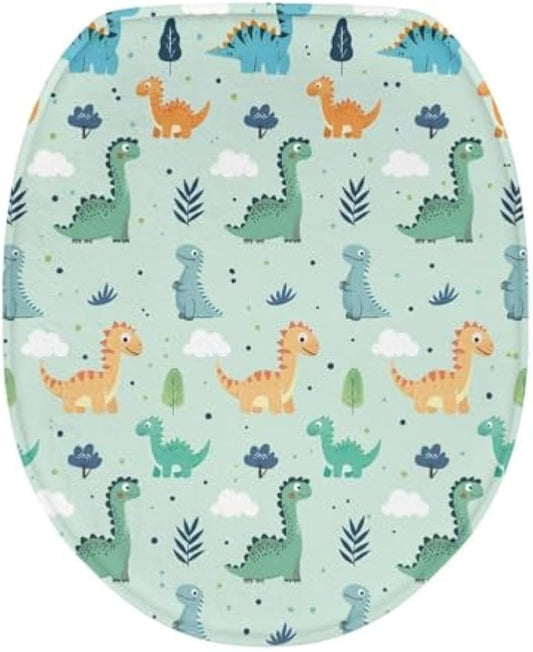 Dinosaur Toilet Lid Cover, Comfortable Dustproof and Reusable Toilet Seat Cover, Flannel Soft Bathroom Accessories Toilet Lid Cover