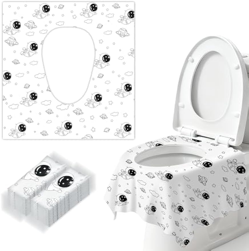 Toilet Seat Covers Disposable for Kids & Toddlers & Adult 20 Pcs | Extra Large, Individually Wrapped, Portable Package for Travel, Toddlers Potty Training in Public Restrooms, Space Theme